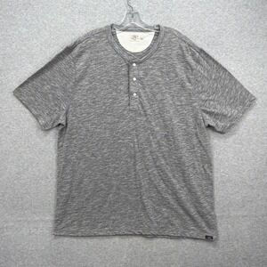 Faherty Shirt Men XXL Gray Heather Pullover Tee Henley Short Sleeve Cotton Blend